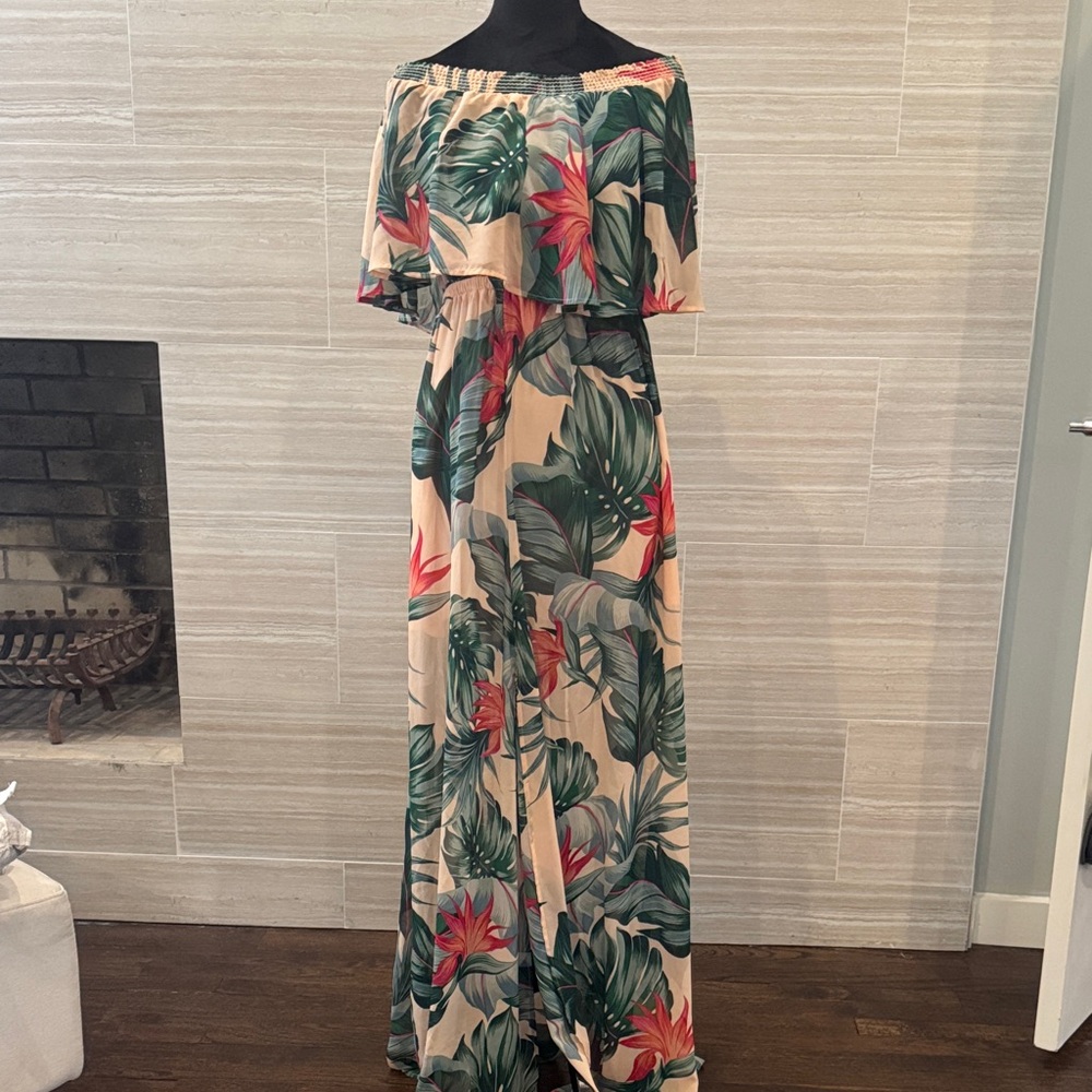 Show Me Your MuMu Tropical Off-Shoulder Maxi Dress